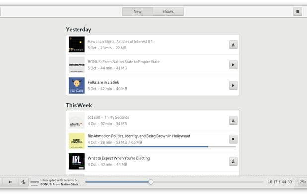 GNOME Podcasts screenshot